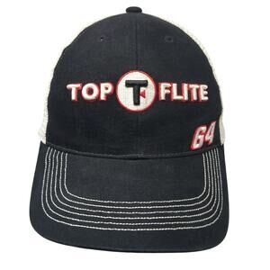 Top Flite 64 Trucker Hat Black One Size Adjustable Embroidered Mesh Back Cotton
